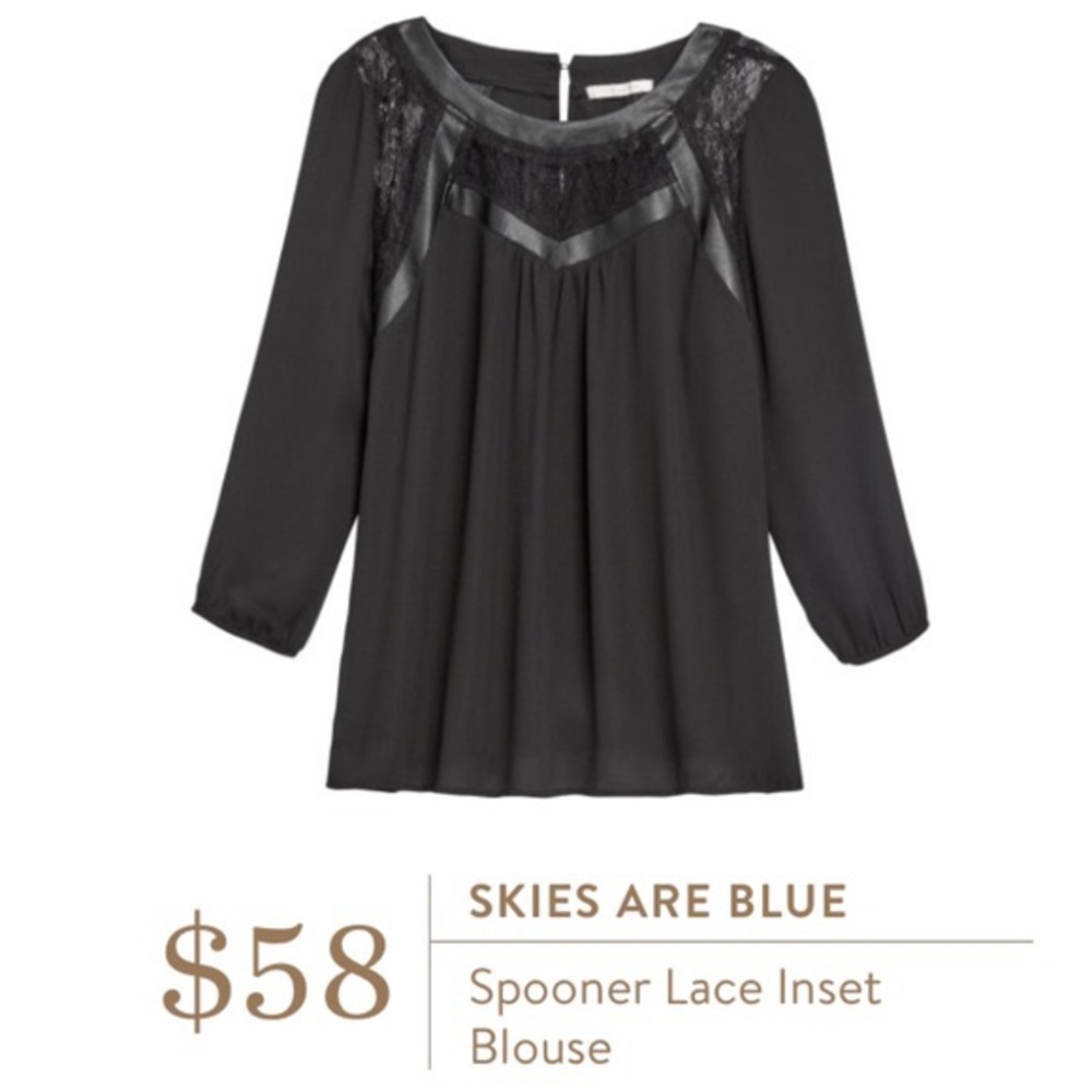 Skies are Blue spooner lace inset blouse NWT